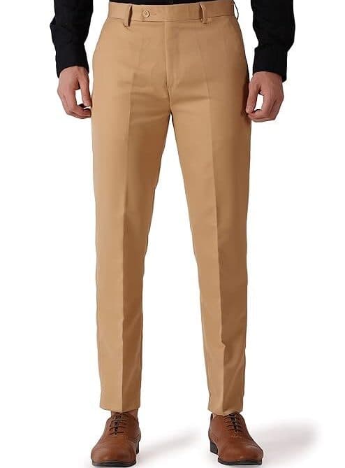 UrbanDrip Men’s Beige Slim Fit Casual Trousers