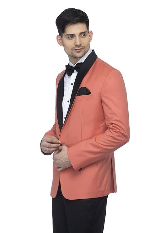 FAVOROSKI Men’s Polyester and Viscose Tuxedo Blazers Light Orange