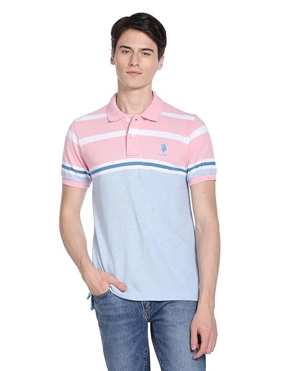 Velmora Men’s Pink Slim Fit Polo T