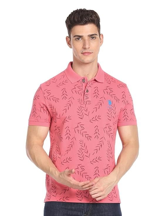 UrbanDrip Men’s Pink Printed Slim Fit T