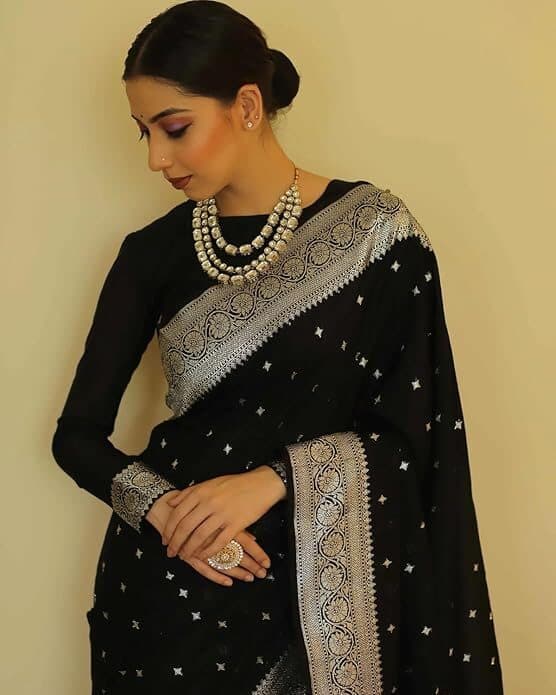Velmora Women’s Beige Kanjivaram Pure Silk Saree