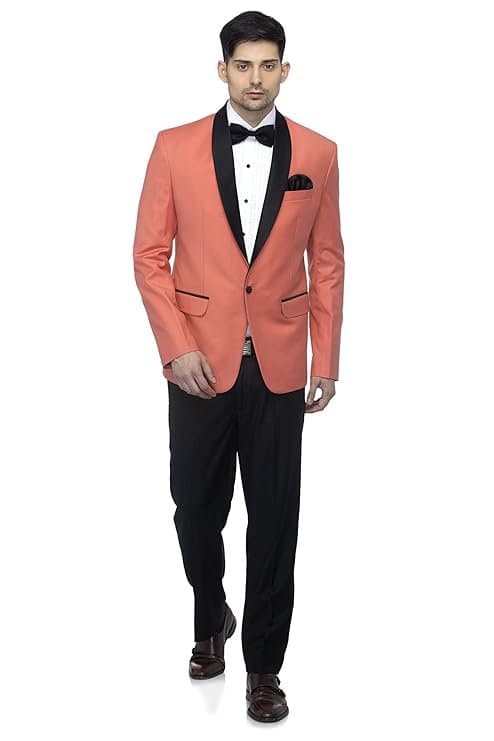 FAVOROSKI Men’s Polyester and Viscose Tuxedo Blazers Light Orange