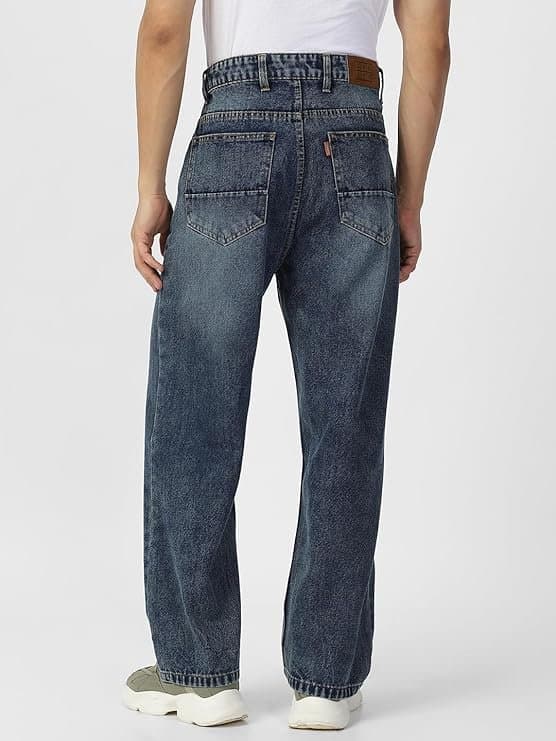 UrbanDrip Men’s Blue Baggy Fit Washed Jeans