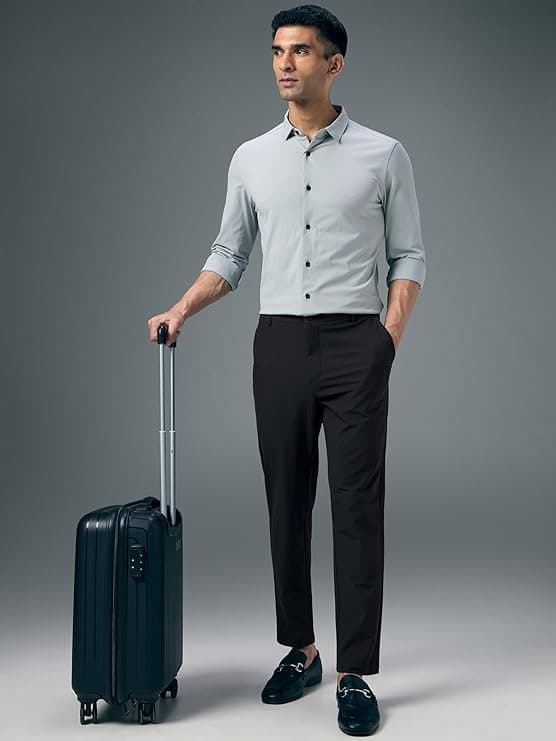 FlexWear Men’s Black Slim Fit Semi-Formal Trousers