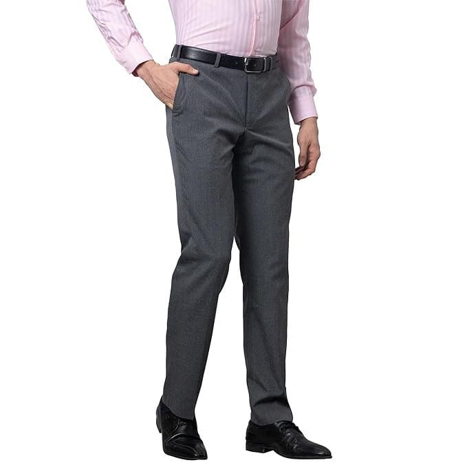Velmora Men’s Grey Smart Fit Formal Trousers