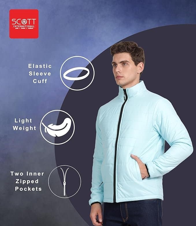 LuxeLayer Men’s Sky Blue Winter Jacket