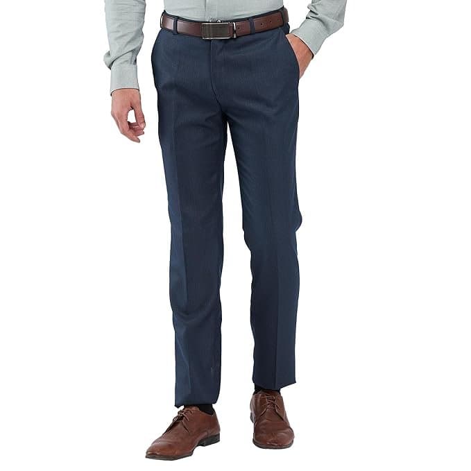 Velmora Men’s Blue Slim Fit Formal Trousers