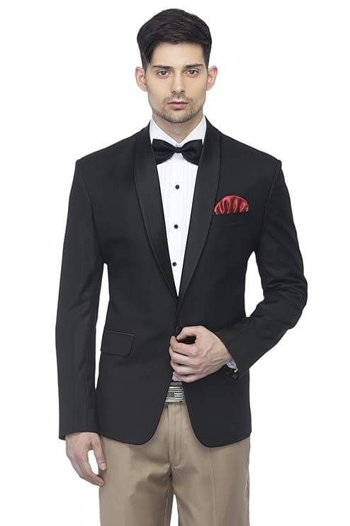 FAVOROSKI Men’s Polyester and Viscose Tuxedo Blazers Black