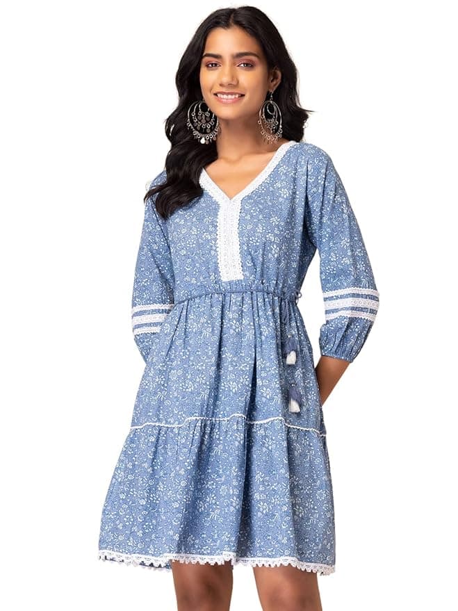 Zyra Women’s Blue Color Block Anarkali Kurta
