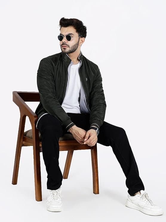 UrbanDrip Men’s Olive Green Bomber Jacket