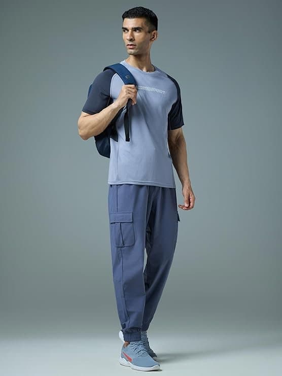 FlexWear Men’s Blue Color Block Crew Neck T