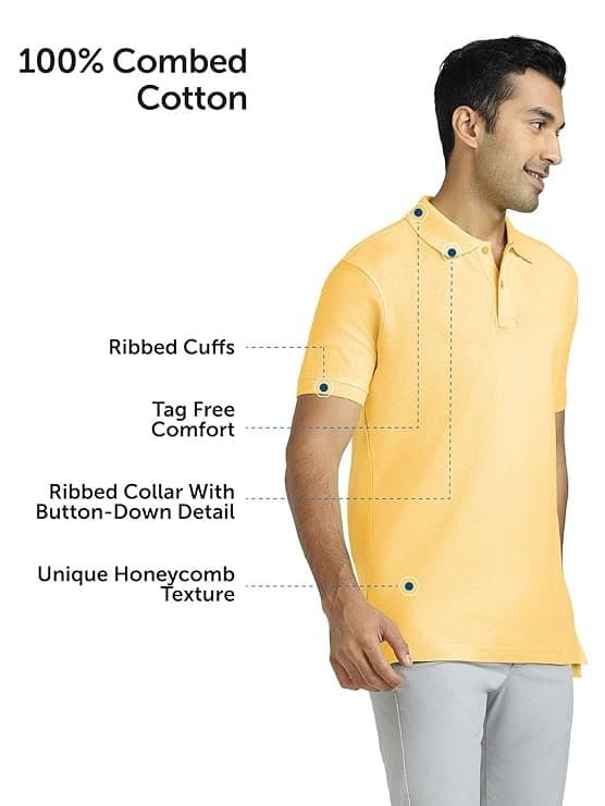 Velmora Men’s Yellow Cotton Polo T