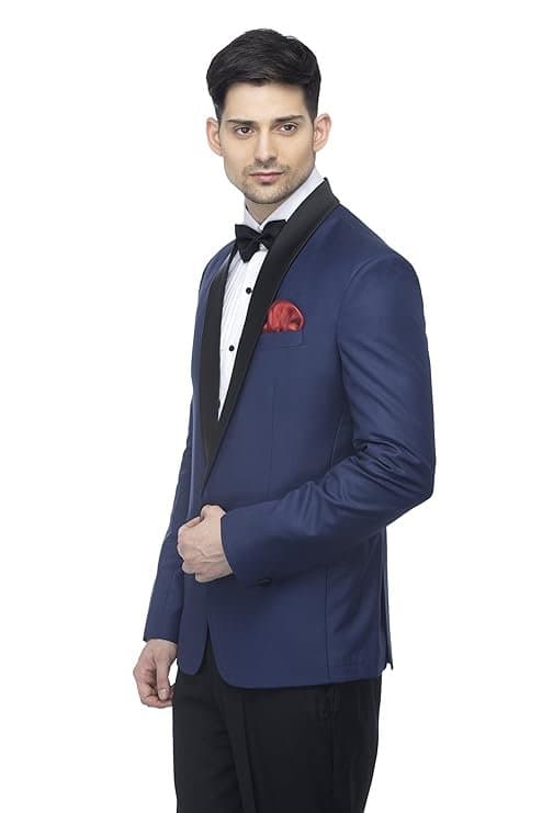FAVOROSKI Men’s Polyester and Viscose Tuxedo Blazers Navy Blue