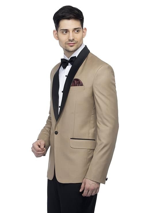 FAVOROSKI Men’s Polyester and Viscose Tuxedo Blazers Beige