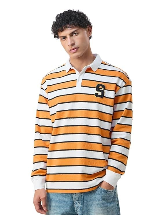 Velmora Men’s Beige Rugby Polo T