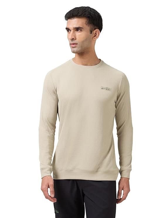 FlexWear Men’s Beige Textured Crew Neck T