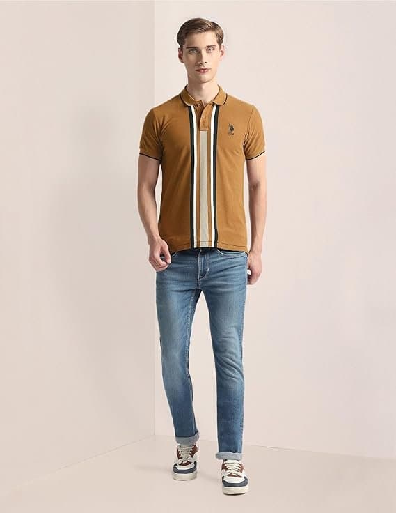 Velmora Men’s Beige Slim Fit Cotton Shirt