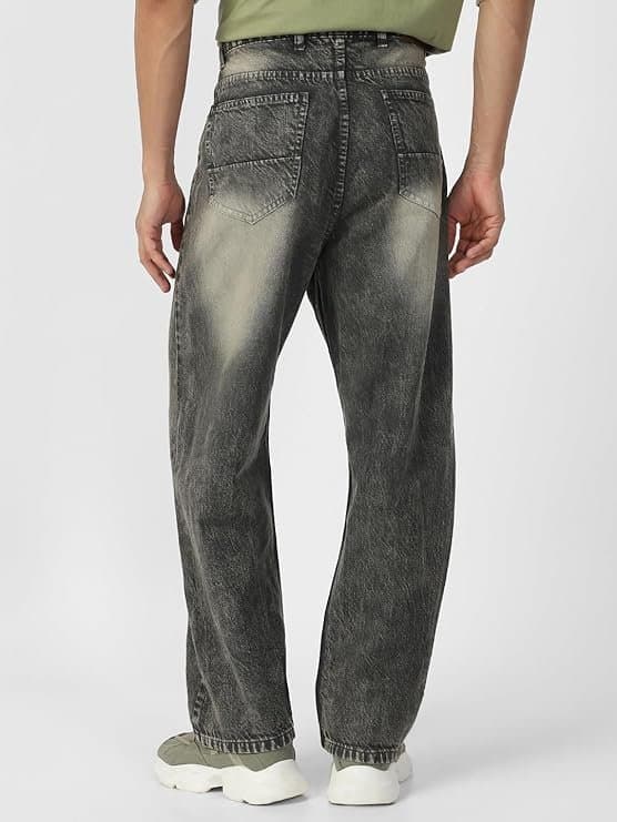 UrbanDrip Men’s Grey Baggy Fit Washed Jeans