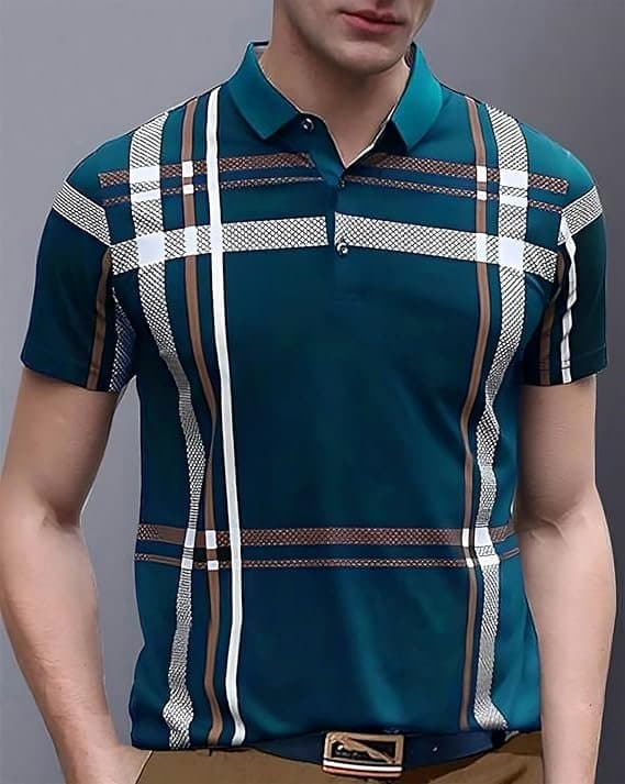 Velmora Men’s Blue Colorblock Polo T