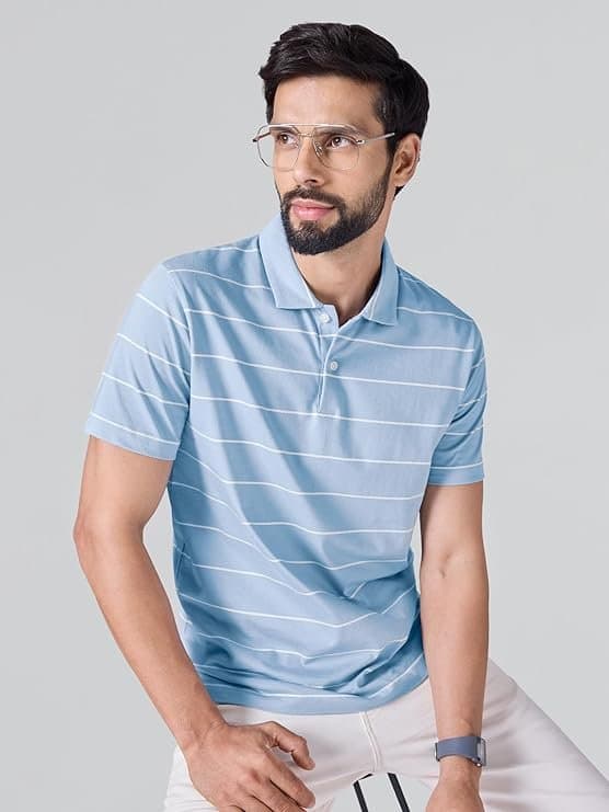 UrbanDrip Men’s Blue Striped Cotton T