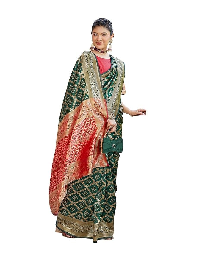 Zyra Women’s Red Kanjivaram Soft Silk Saree