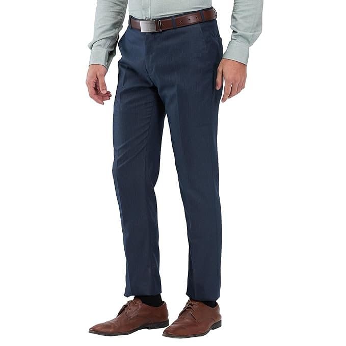 Velmora Men’s Blue Slim Fit Formal Trousers