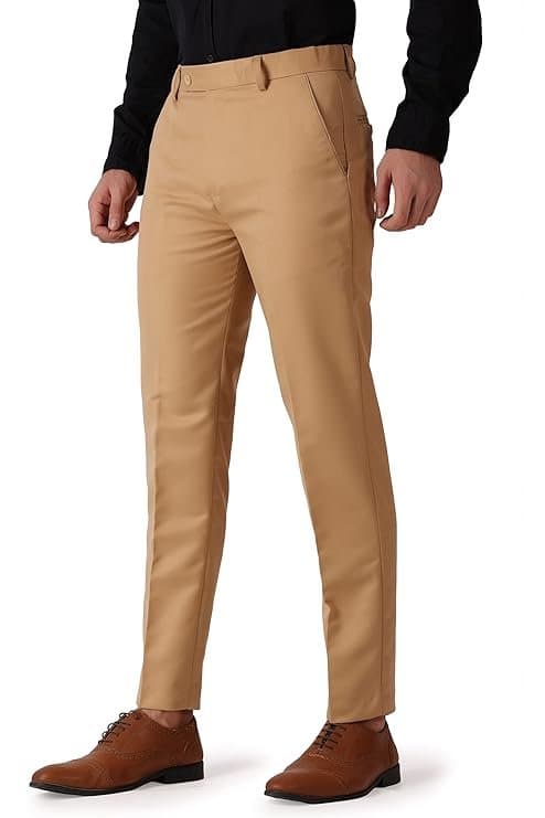 UrbanDrip Men’s Beige Slim Fit Casual Trousers
