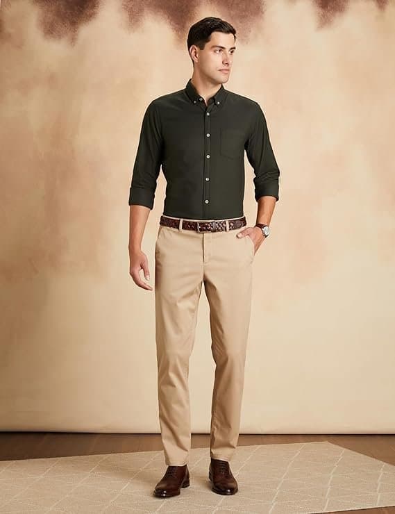 EcomX Men’s Beige Regular Fit Casual Pants
