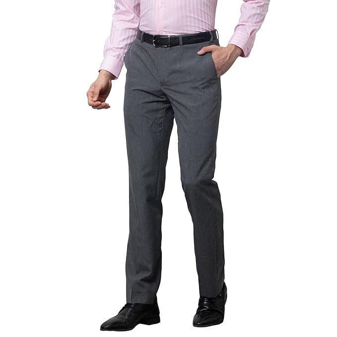 Velmora Men’s Grey Smart Fit Formal Trousers