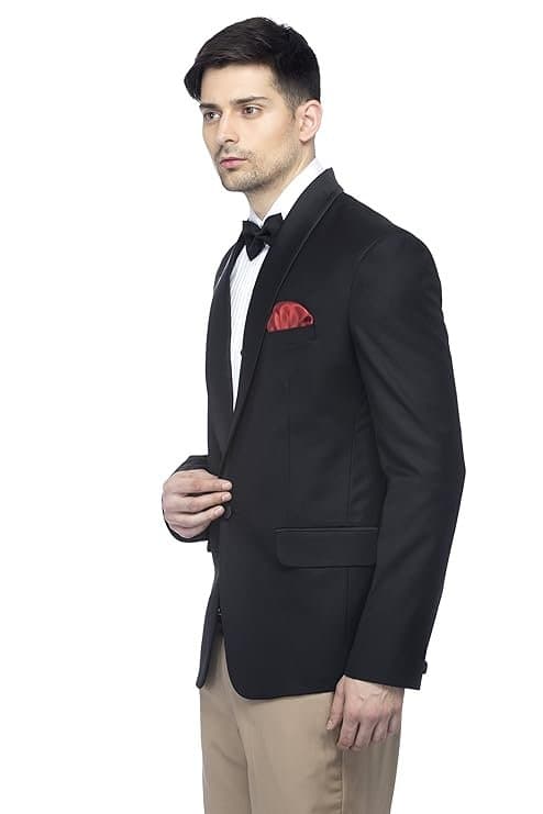 FAVOROSKI Men’s Polyester and Viscose Tuxedo Blazers Black
