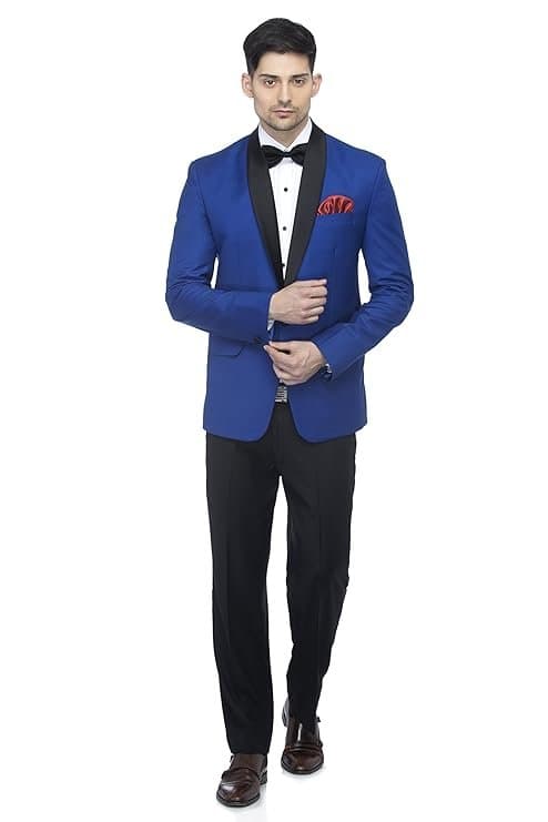 FAVOROSKI Men’s Polyester and Viscose Tuxedo Blazers Royal Blue