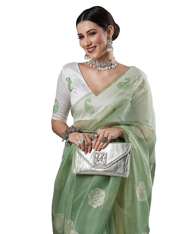 Velmora Women’s Green Pure Silk Banarasi Saree