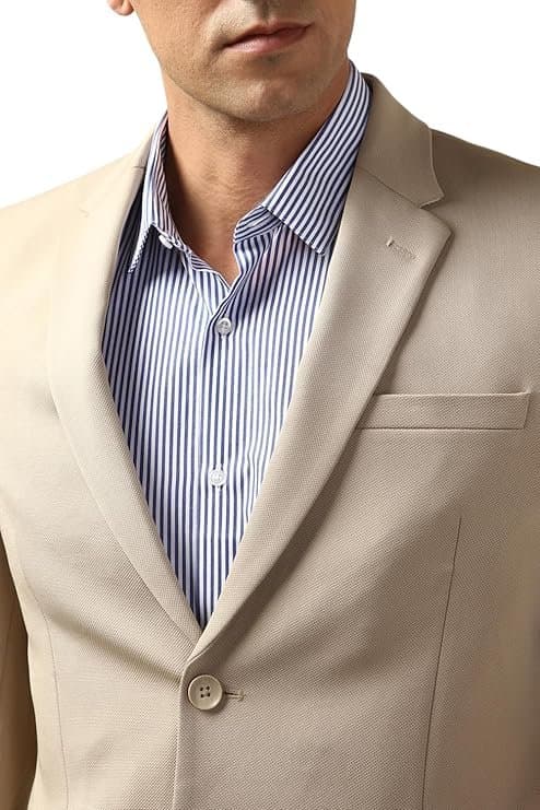 Peter England Men’s Neo Slim Knit Textured Beige