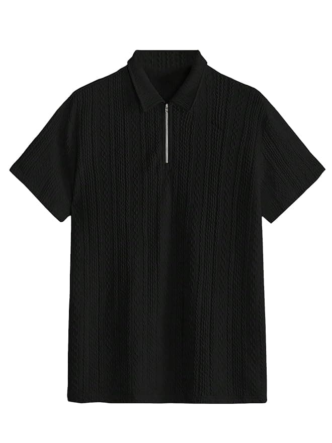 Velmora Men’s Black Jacquard Chain Polo T
