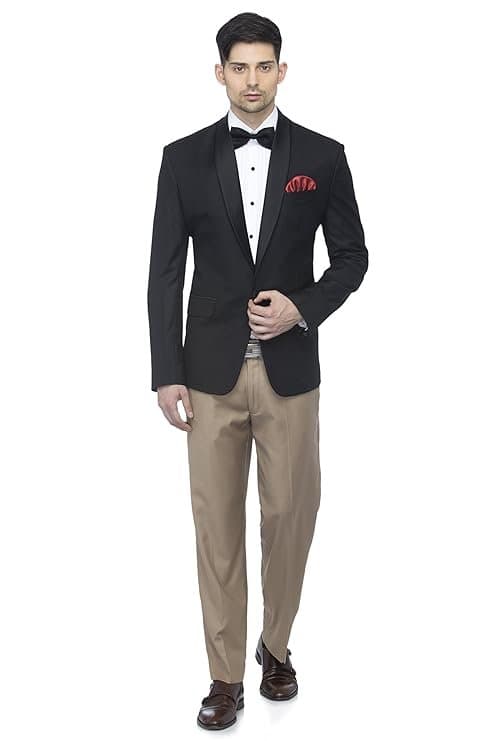 FAVOROSKI Men’s Polyester and Viscose Tuxedo Blazers Black