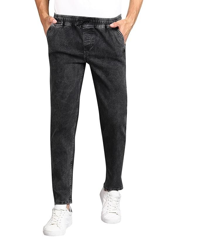 UrbanDrip Men’s Jet Black Regular Fit Jeans