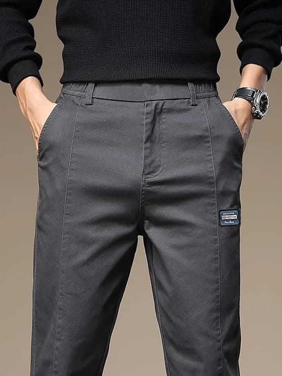 Velmora Men’s Grey Regular Fit Casual Trousers