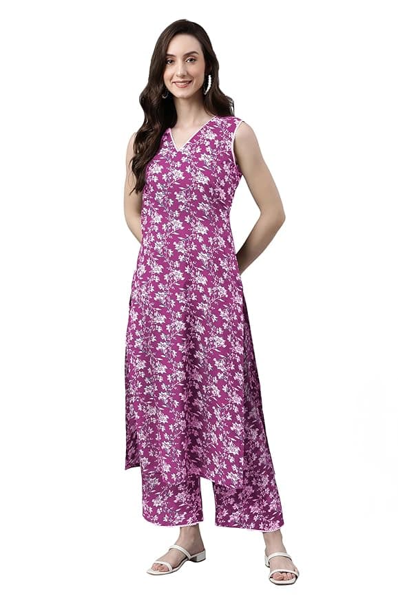IndiBloom Women’s Pink Floral Cotton Co-ord Set