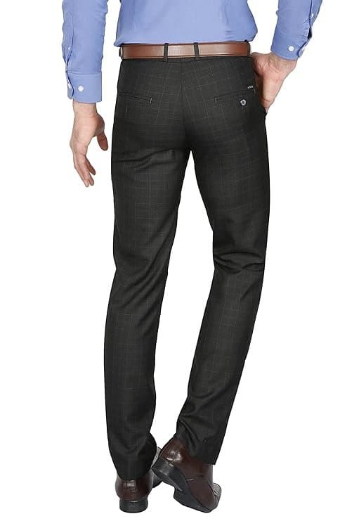 Velmora Men’s Grey Checkered Formal Trousers