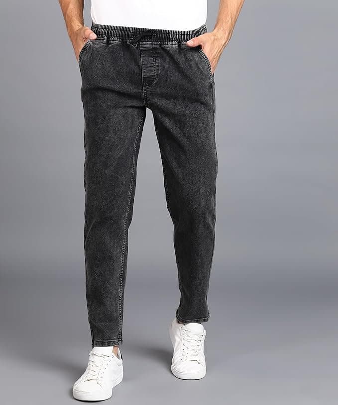 UrbanDrip Men’s Jet Black Regular Fit Jeans