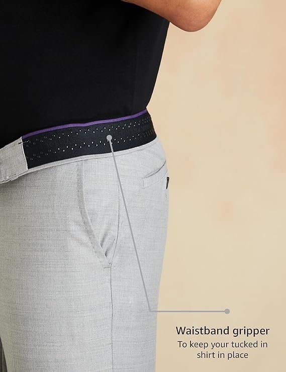 Velmora Men’s Grey Slim Fit Formal Trousers