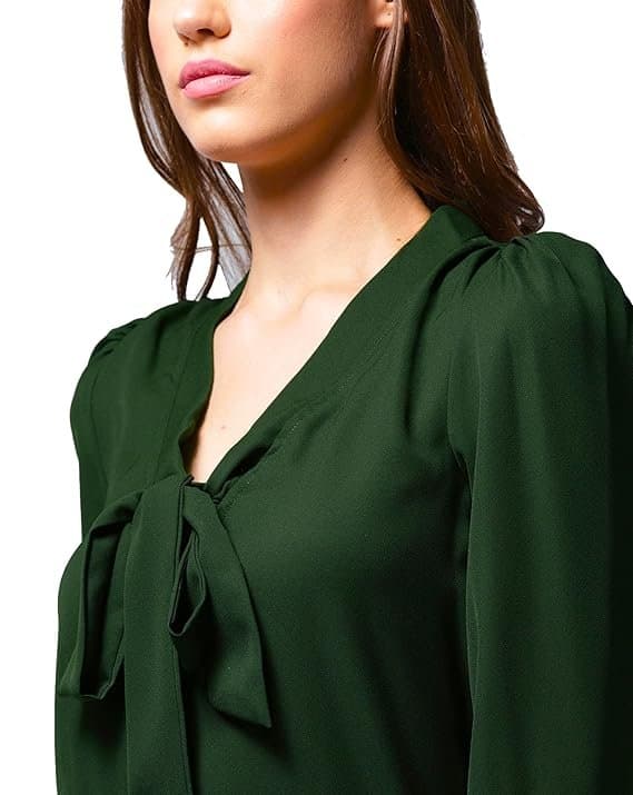 AureliaX Women’s V-Neck Balloon Sleeve Blouse