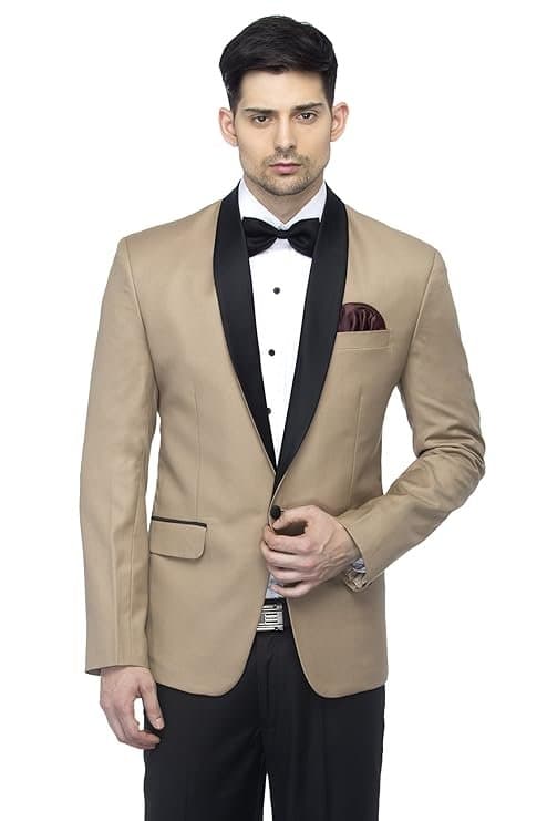 FAVOROSKI Men’s Polyester and Viscose Tuxedo Blazers Beige