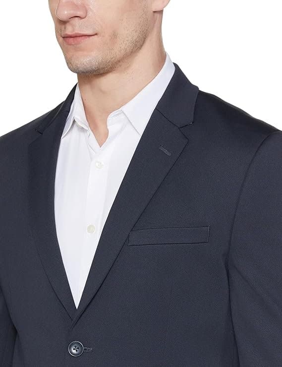 Peter England Men’s Neo Slim Knit Textured Blazer Charcoal