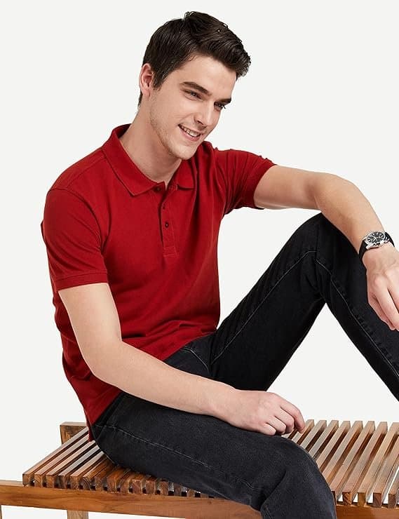Velmora Men’s Red Cotton Polo T