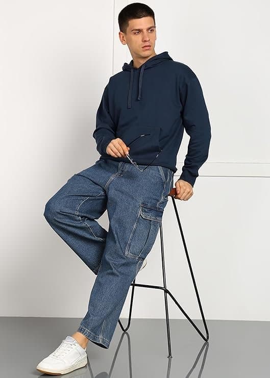 UrbanEdge Men’s Solid Oversized Hoodie