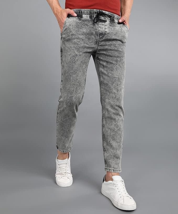 UrbanDrip Men’s Light Grey Regular Fit Jeans