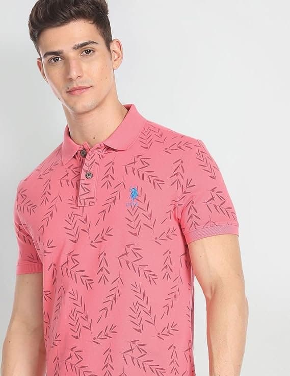 UrbanDrip Men’s Pink Printed Slim Fit T