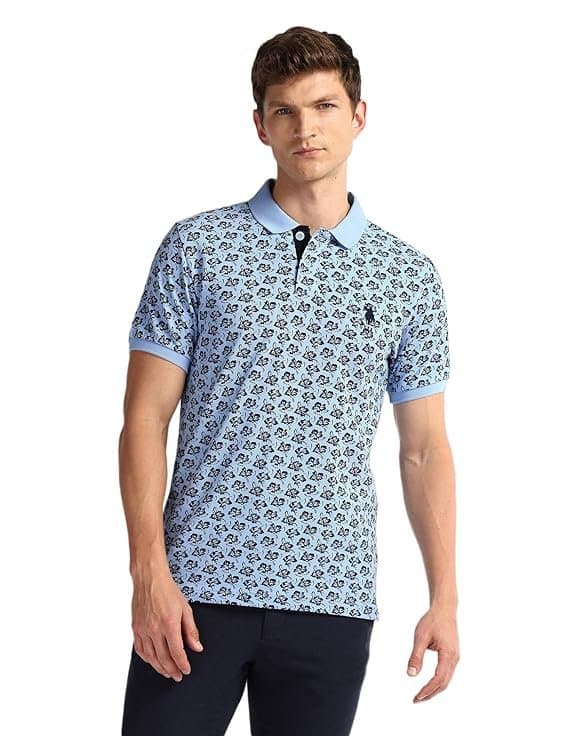 Velmora Men’s Blue Floral Polo T