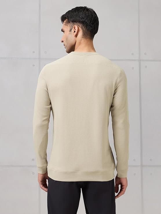FlexWear Men’s Beige Textured Crew Neck T